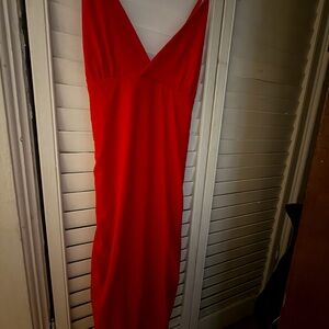 Elegant Red V-Neck Dress